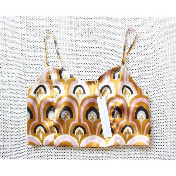 NWT House of Harlow Palazzo Pants & Top Set Satin Wide Leg Size M Golden Rainbow - Picture 8 of 13